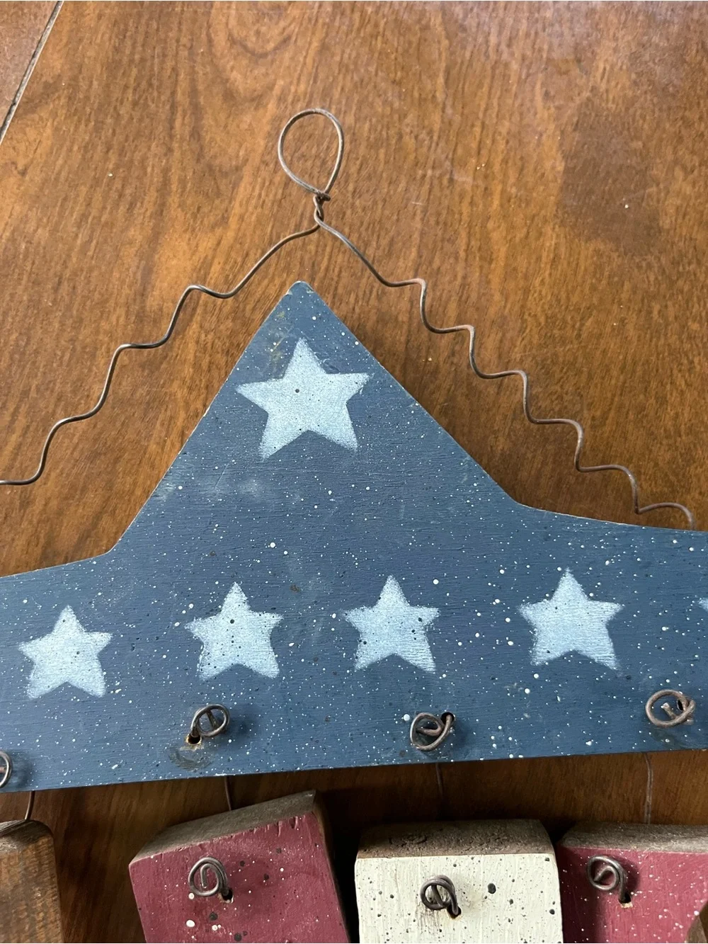Patriotic Star Wall Hanging - Blue, Red, Cream